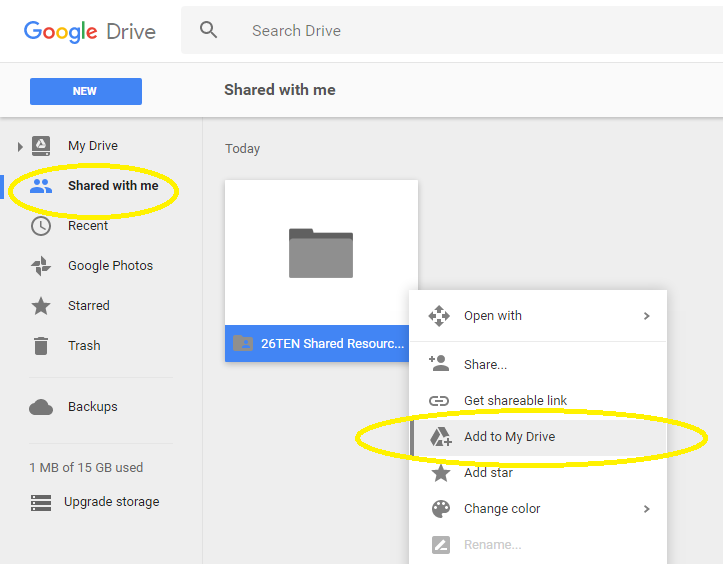 how to create a shared google drive for photos