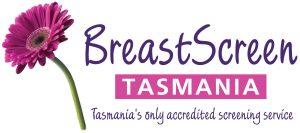 BreastScreen Tasmania logo - Tasmania's only accredited screening service - graphic of a pink flower