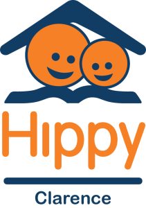 Save the Children HIPPY Clarence logo - graphic of two orange smiley faces